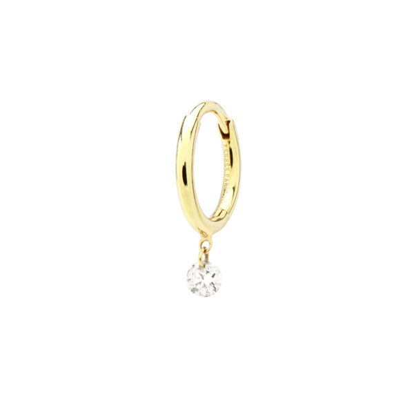 Persée - Mono Boucle d'oreille Piercing mini créole et diamant or rose.
